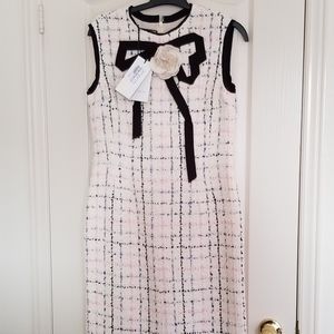 GUCCI Grosgrain-trimmed checked tweed dress